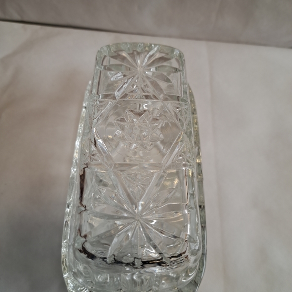 Vintage Anchor Hocking clear glass Star of David Butter dish 2 piece - Picture 5 of 5